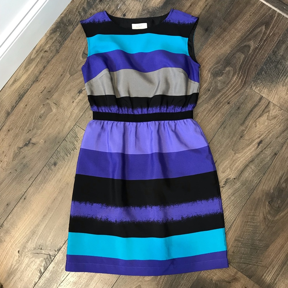 LOFT Color Block Striped Dress XXSP